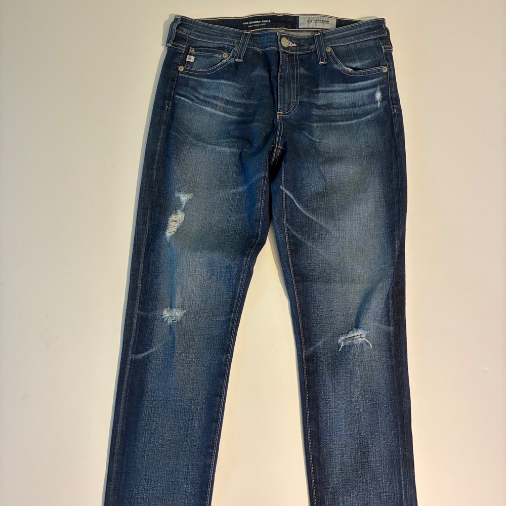 AG Adriano Goldschmied The Legging Ankle Super Skinny Womens 28R Distressed Blue